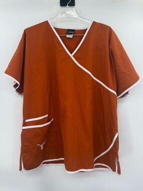 EUC Scrubs Dudz Mock Wrap Scrub Top Texas Longhorn Size 2XL